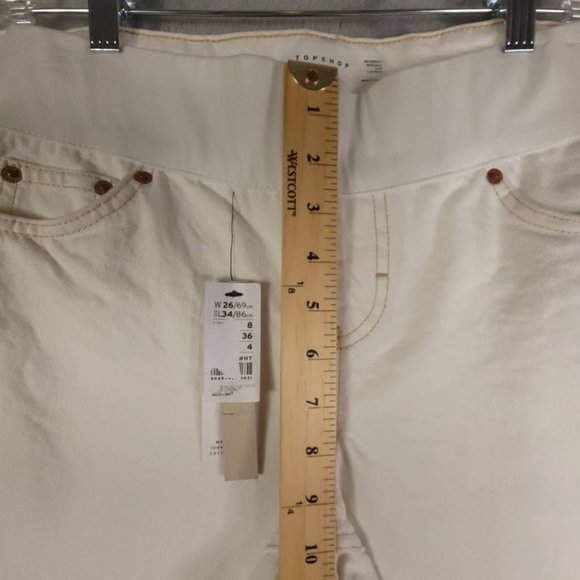Topshop Womens Mom Jeans White Stretch Pull On Mid Rise Maternity 26 New - Picture 5 of 11